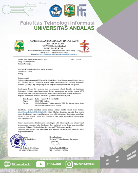 Memperingati ke-75 tahun, Fakultas Hukum menyelenggarakan kegiatan Musabaqah Tilawatil Qur&rsquo;an (MTQ)  pada Lustrum XV